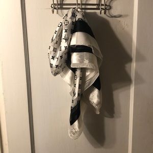 Faux Louis Vuitton scarf, black and white